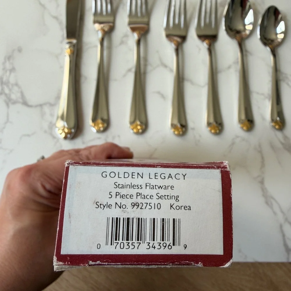 Gorham Golden Legacy Stainless Flatware Gold Accent 7 Piece Lot 9927510 Korea